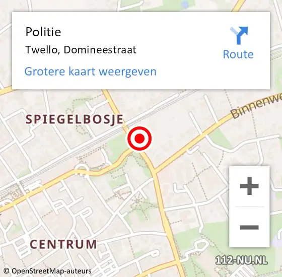 Locatie op kaart van de 112 melding: Politie Twello, Domineestraat op 27 september 2021 16:03