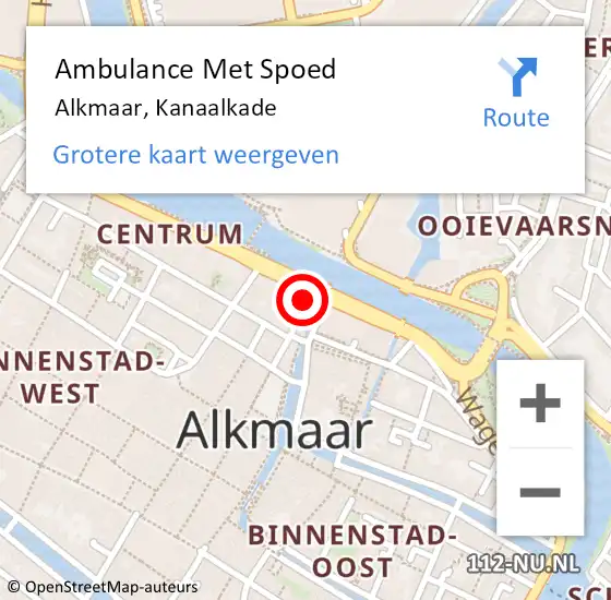 Locatie op kaart van de 112 melding: Ambulance Met Spoed Naar Alkmaar, Kanaalkade op 27 september 2021 16:17