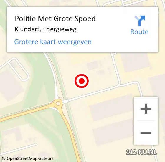 Locatie op kaart van de 112 melding: Politie Met Grote Spoed Naar Klundert, Energieweg op 27 september 2021 16:56