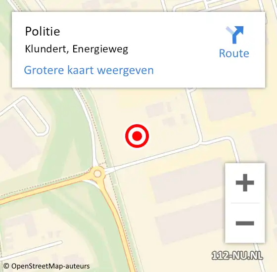 Locatie op kaart van de 112 melding: Politie Klundert, Energieweg op 27 september 2021 16:59