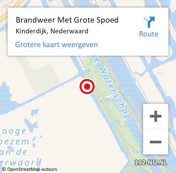 Locatie op kaart van de 112 melding: Brandweer Met Grote Spoed Naar Kinderdijk, Nederwaard op 27 september 2021 17:08