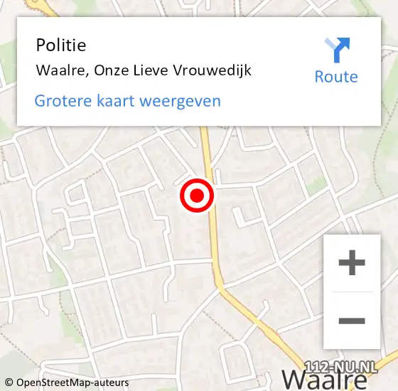 Locatie op kaart van de 112 melding: Politie Waalre, Onze Lieve Vrouwedijk op 27 september 2021 17:16