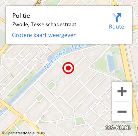 Locatie op kaart van de 112 melding: Politie Zwolle, Tesselschadestraat op 27 september 2021 17:26