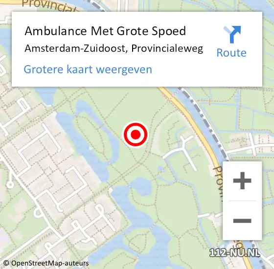 Locatie op kaart van de 112 melding: Ambulance Met Grote Spoed Naar Amsterdam-Zuidoost, Provincialeweg op 27 september 2021 17:33