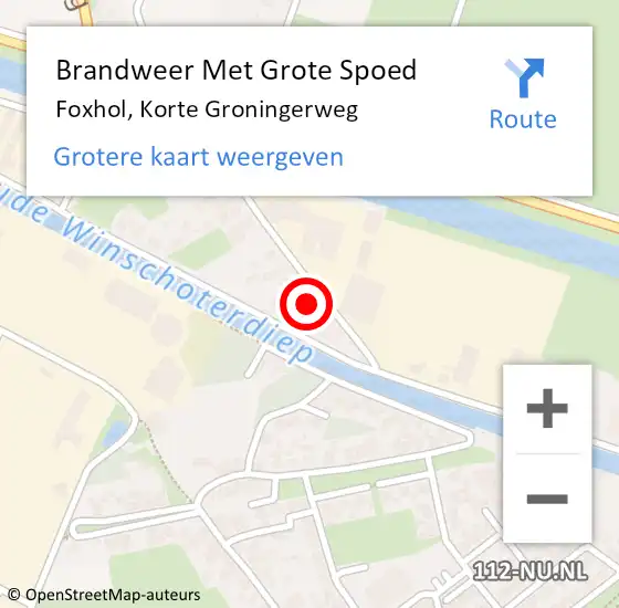 Locatie op kaart van de 112 melding: Brandweer Met Grote Spoed Naar Foxhol, Korte Groningerweg op 27 september 2021 17:38