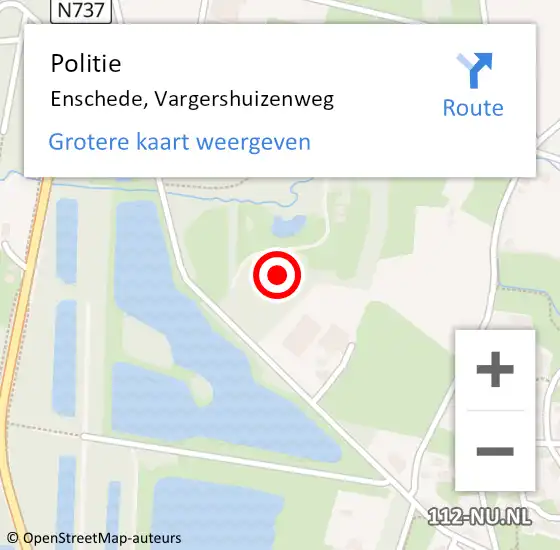 Locatie op kaart van de 112 melding: Politie Enschede, Vargershuizenweg op 27 september 2021 18:19