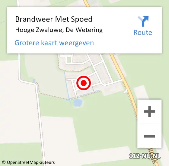 Locatie op kaart van de 112 melding: Brandweer Met Spoed Naar Hooge Zwaluwe, De Wetering op 27 september 2021 18:21