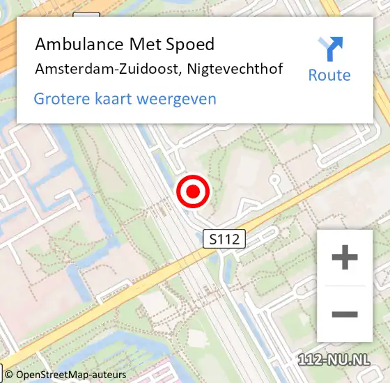 Locatie op kaart van de 112 melding: Ambulance Met Spoed Naar Amsterdam-Zuidoost, Nigtevechthof op 27 september 2021 18:38