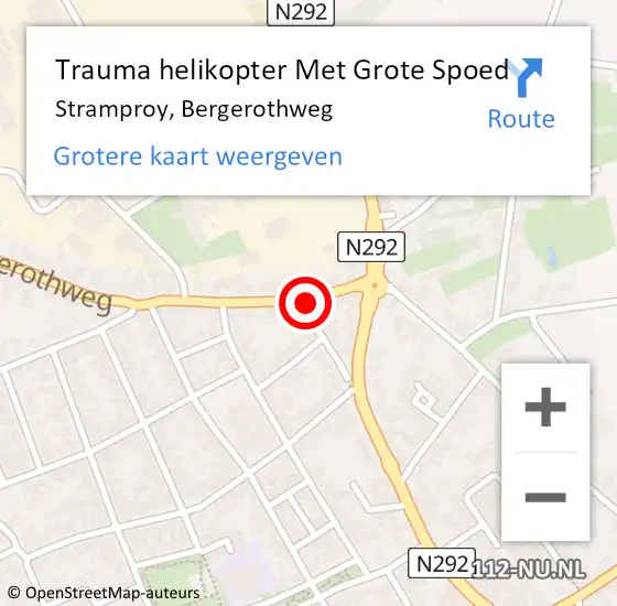 Locatie op kaart van de 112 melding: Trauma helikopter Met Grote Spoed Naar Stramproy, Bergerothweg op 27 september 2021 18:58