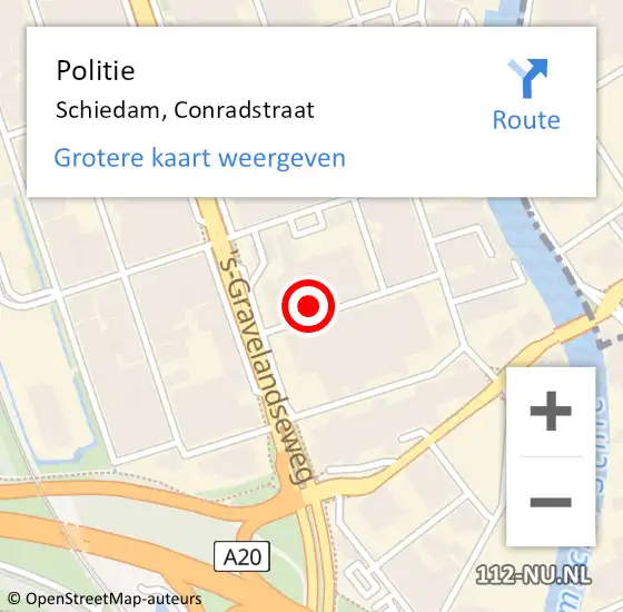 Locatie op kaart van de 112 melding: Politie Schiedam, Conradstraat op 27 september 2021 19:03