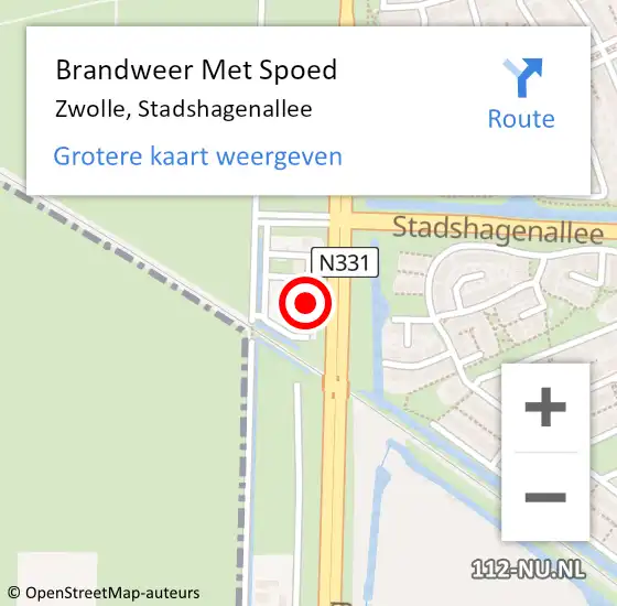 Locatie op kaart van de 112 melding: Brandweer Met Spoed Naar Zwolle, Stadshagenallee op 27 september 2021 19:05