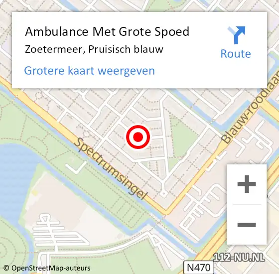 Locatie op kaart van de 112 melding: Ambulance Met Grote Spoed Naar Zoetermeer, Pruisisch blauw op 27 september 2021 19:10