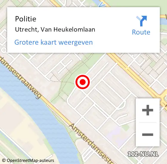 Locatie op kaart van de 112 melding: Politie Utrecht, Van Heukelomlaan op 27 september 2021 19:17