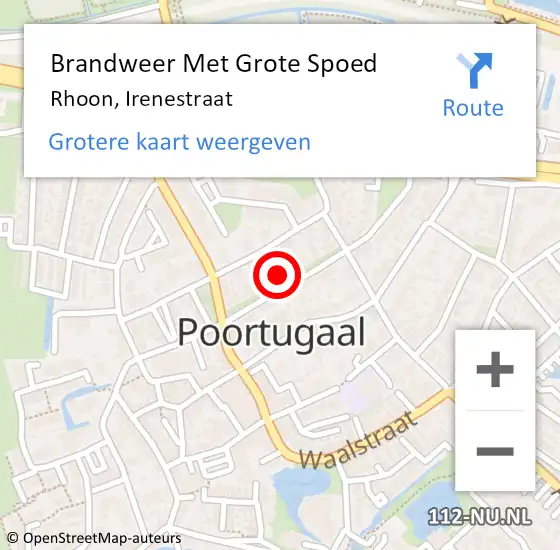 Locatie op kaart van de 112 melding: Brandweer Met Grote Spoed Naar Rhoon, Irenestraat op 27 september 2021 19:40