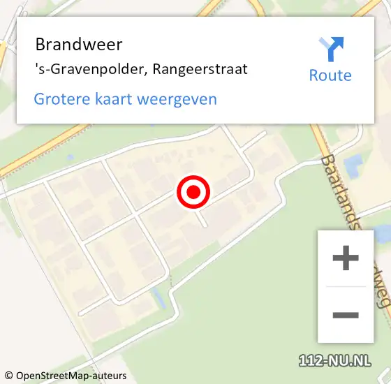 Locatie op kaart van de 112 melding: Brandweer 's-Gravenpolder, Rangeerstraat op 27 september 2021 19:49