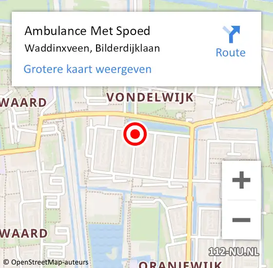 Locatie op kaart van de 112 melding: Ambulance Met Spoed Naar Waddinxveen, Bilderdijklaan op 27 september 2021 19:50