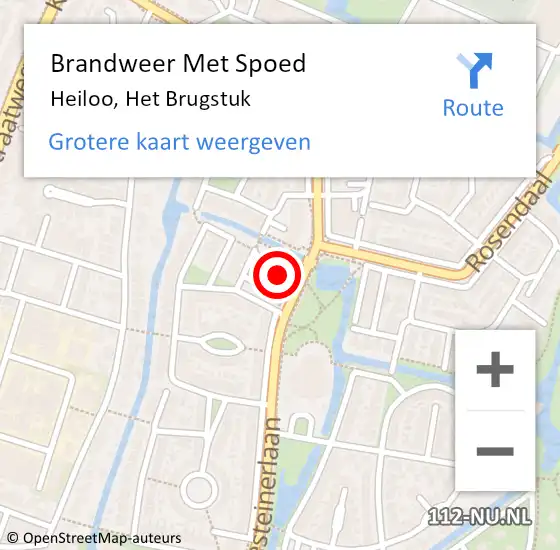 Locatie op kaart van de 112 melding: Brandweer Met Spoed Naar Heiloo, Het Brugstuk op 27 september 2021 19:54