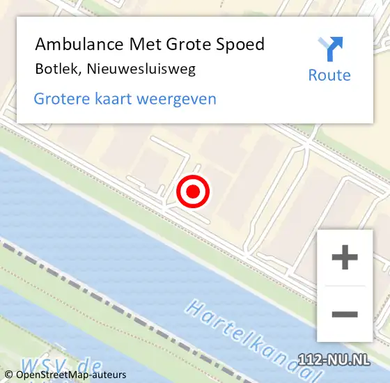 Locatie op kaart van de 112 melding: Ambulance Met Grote Spoed Naar Botlek, Nieuwesluisweg op 27 september 2021 20:16