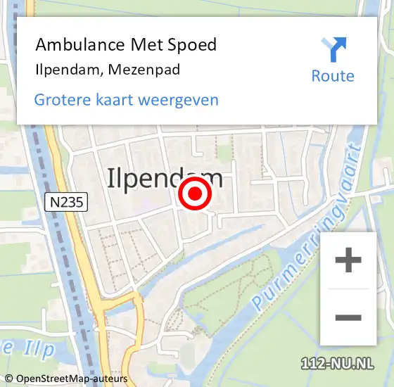 Locatie op kaart van de 112 melding: Ambulance Met Spoed Naar Ilpendam, Mezenpad op 27 september 2021 20:41