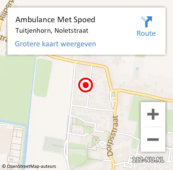 Locatie op kaart van de 112 melding: Ambulance Met Spoed Naar Tuitjenhorn, Noletstraat op 27 september 2021 20:41