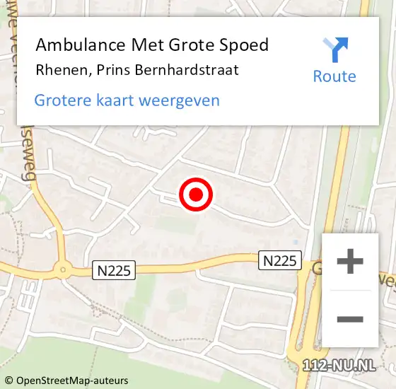 Locatie op kaart van de 112 melding: Ambulance Met Grote Spoed Naar Rhenen, Prins Bernhardstraat op 27 september 2021 20:41