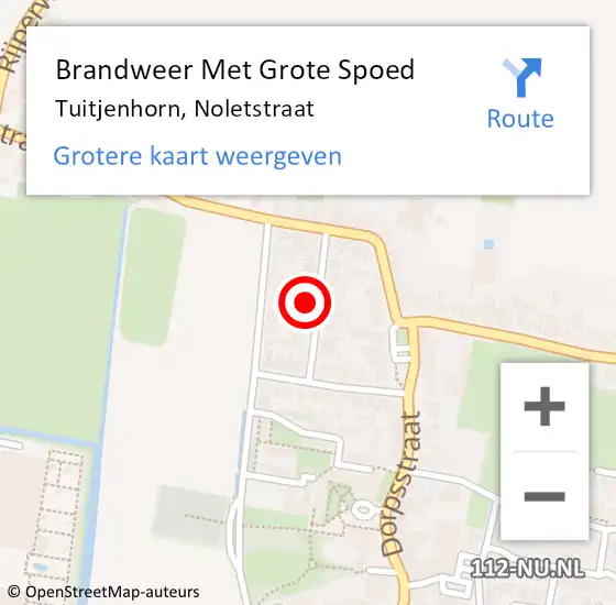 Locatie op kaart van de 112 melding: Brandweer Met Grote Spoed Naar Tuitjenhorn, Noletstraat op 27 september 2021 21:07