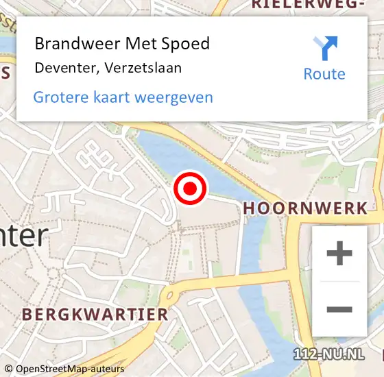 Locatie op kaart van de 112 melding: Brandweer Met Spoed Naar Deventer, Verzetslaan op 27 september 2021 21:19