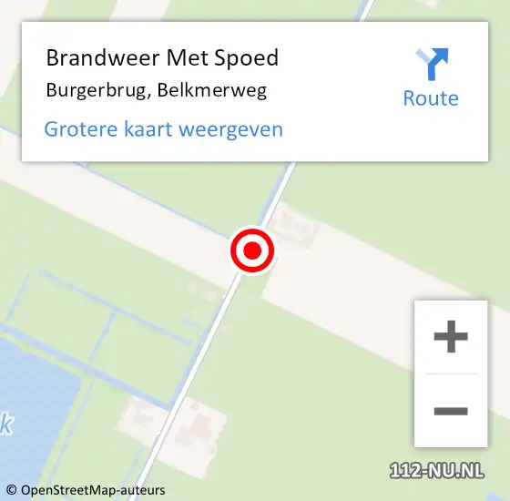 Locatie op kaart van de 112 melding: Brandweer Met Spoed Naar Burgerbrug, Belkmerweg op 27 september 2021 21:24