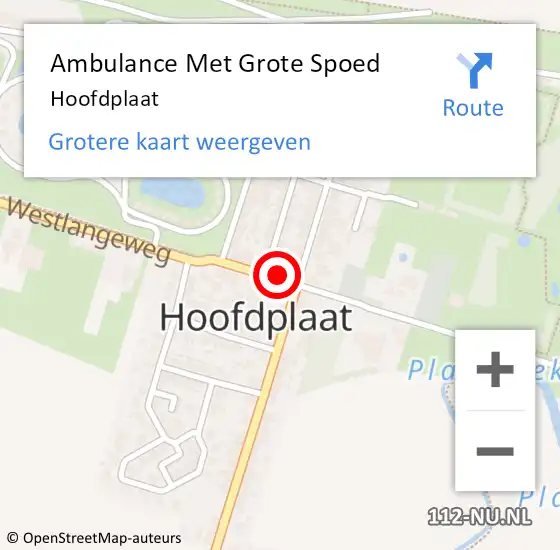 Locatie op kaart van de 112 melding: Ambulance Met Grote Spoed Naar Hoofdplaat op 27 september 2021 21:49