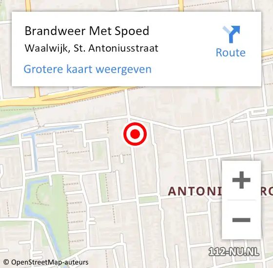 Locatie op kaart van de 112 melding: Brandweer Met Spoed Naar Waalwijk, St. Antoniusstraat op 27 september 2021 22:24