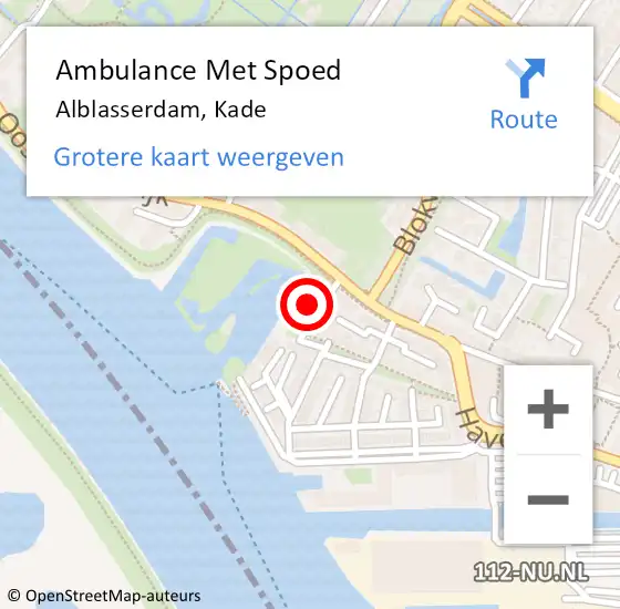 Locatie op kaart van de 112 melding: Ambulance Met Spoed Naar Alblasserdam, Kade op 27 september 2021 22:52