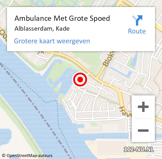 Locatie op kaart van de 112 melding: Ambulance Met Grote Spoed Naar Alblasserdam, Kade op 27 september 2021 23:06