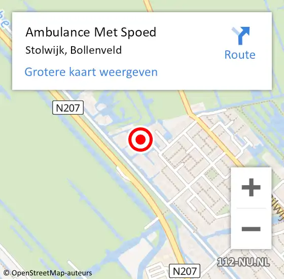 Locatie op kaart van de 112 melding: Ambulance Met Spoed Naar Stolwijk, Bollenveld op 27 september 2021 23:13