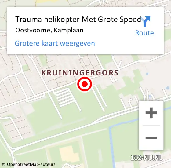Locatie op kaart van de 112 melding: Trauma helikopter Met Grote Spoed Naar Oostvoorne, Kamplaan op 27 september 2021 23:26