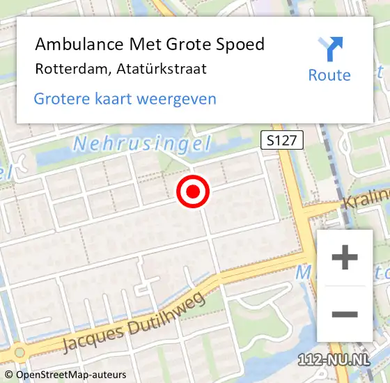 Locatie op kaart van de 112 melding: Ambulance Met Grote Spoed Naar Rotterdam, Atatürkstraat op 27 september 2021 23:37