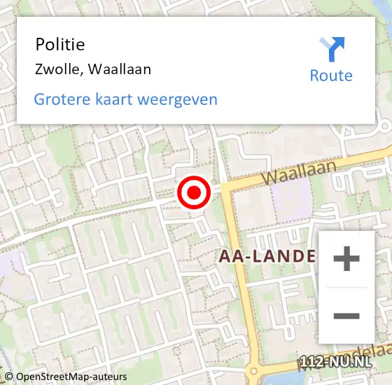 Locatie op kaart van de 112 melding: Politie Zwolle, Waallaan op 28 september 2021 00:10