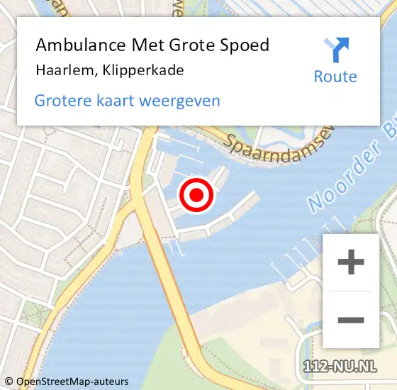 Locatie op kaart van de 112 melding: Ambulance Met Grote Spoed Naar Haarlem, Klipperkade op 28 september 2021 00:45