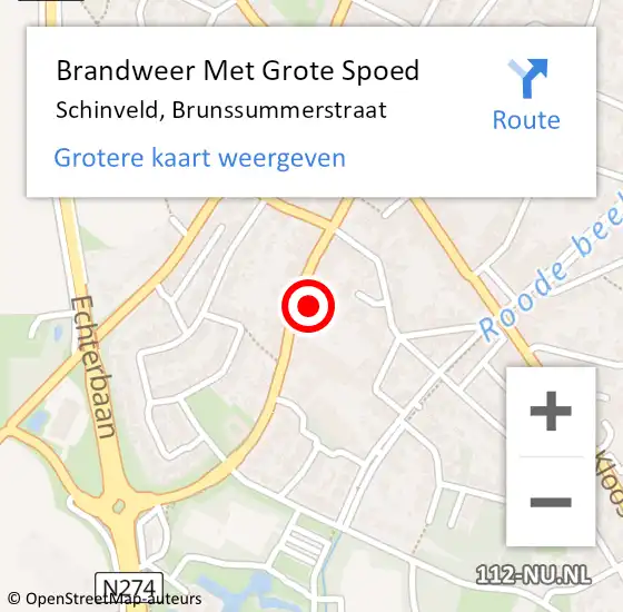 Locatie op kaart van de 112 melding: Brandweer Met Grote Spoed Naar Schinveld, Brunssummerstraat op 28 september 2021 01:01