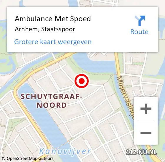 Locatie op kaart van de 112 melding: Ambulance Met Spoed Naar Arnhem, Staatsspoor op 28 september 2021 02:09