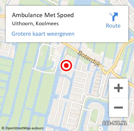 Locatie op kaart van de 112 melding: Ambulance Met Spoed Naar Uithoorn, Koolmees op 28 september 2021 04:11