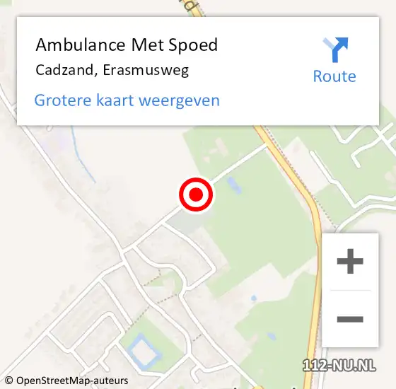 Locatie op kaart van de 112 melding: Ambulance Met Spoed Naar Cadzand, Erasmusweg op 24 juni 2014 10:48