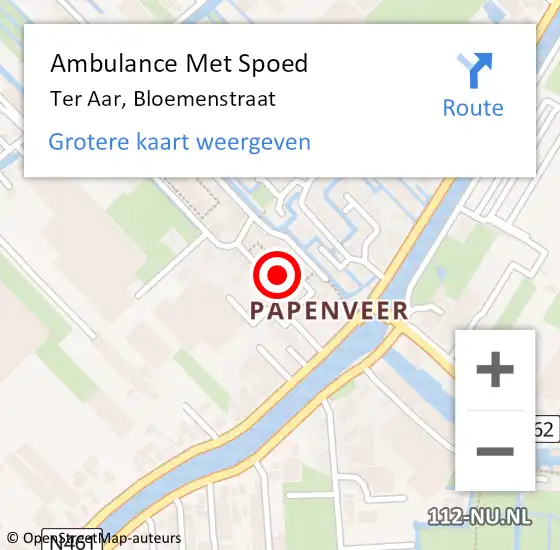 Locatie op kaart van de 112 melding: Ambulance Met Spoed Naar Ter Aar, Bloemenstraat op 28 september 2021 07:14