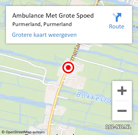 Locatie op kaart van de 112 melding: Ambulance Met Grote Spoed Naar Purmerland, Purmerland op 28 september 2021 07:15