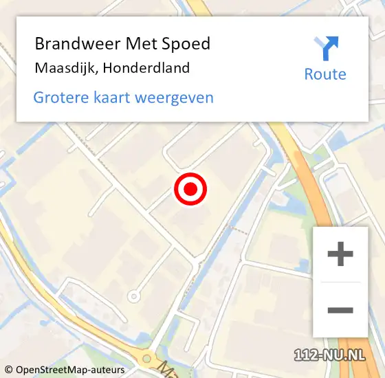 Locatie op kaart van de 112 melding: Brandweer Met Spoed Naar Maasdijk, Honderdland op 28 september 2021 07:28