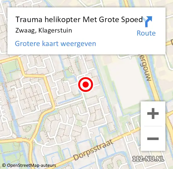 Locatie op kaart van de 112 melding: Trauma helikopter Met Grote Spoed Naar Zwaag, Klagerstuin op 28 september 2021 07:51