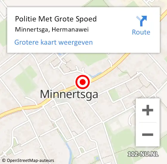 Locatie op kaart van de 112 melding: Politie Met Grote Spoed Naar Minnertsga, Hermanawei op 28 september 2021 07:56