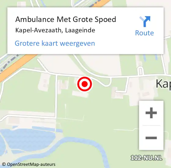 Locatie op kaart van de 112 melding: Ambulance Met Grote Spoed Naar Kapel-Avezaath, Laageinde op 28 september 2021 07:57