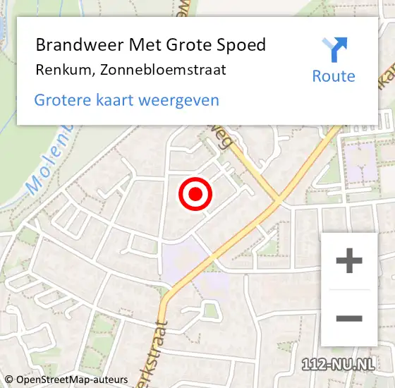 Locatie op kaart van de 112 melding: Brandweer Met Grote Spoed Naar Renkum, Zonnebloemstraat op 28 september 2021 08:20