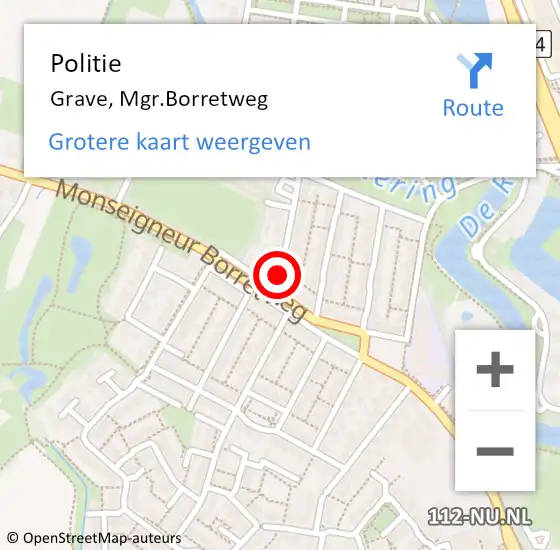 Locatie op kaart van de 112 melding: Politie Grave, Mgr.Borretweg op 28 september 2021 08:21