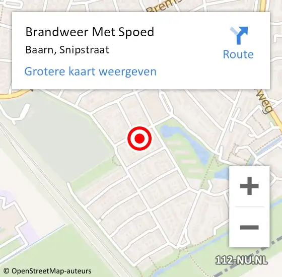 Locatie op kaart van de 112 melding: Brandweer Met Spoed Naar Baarn, Snipstraat op 28 september 2021 08:34